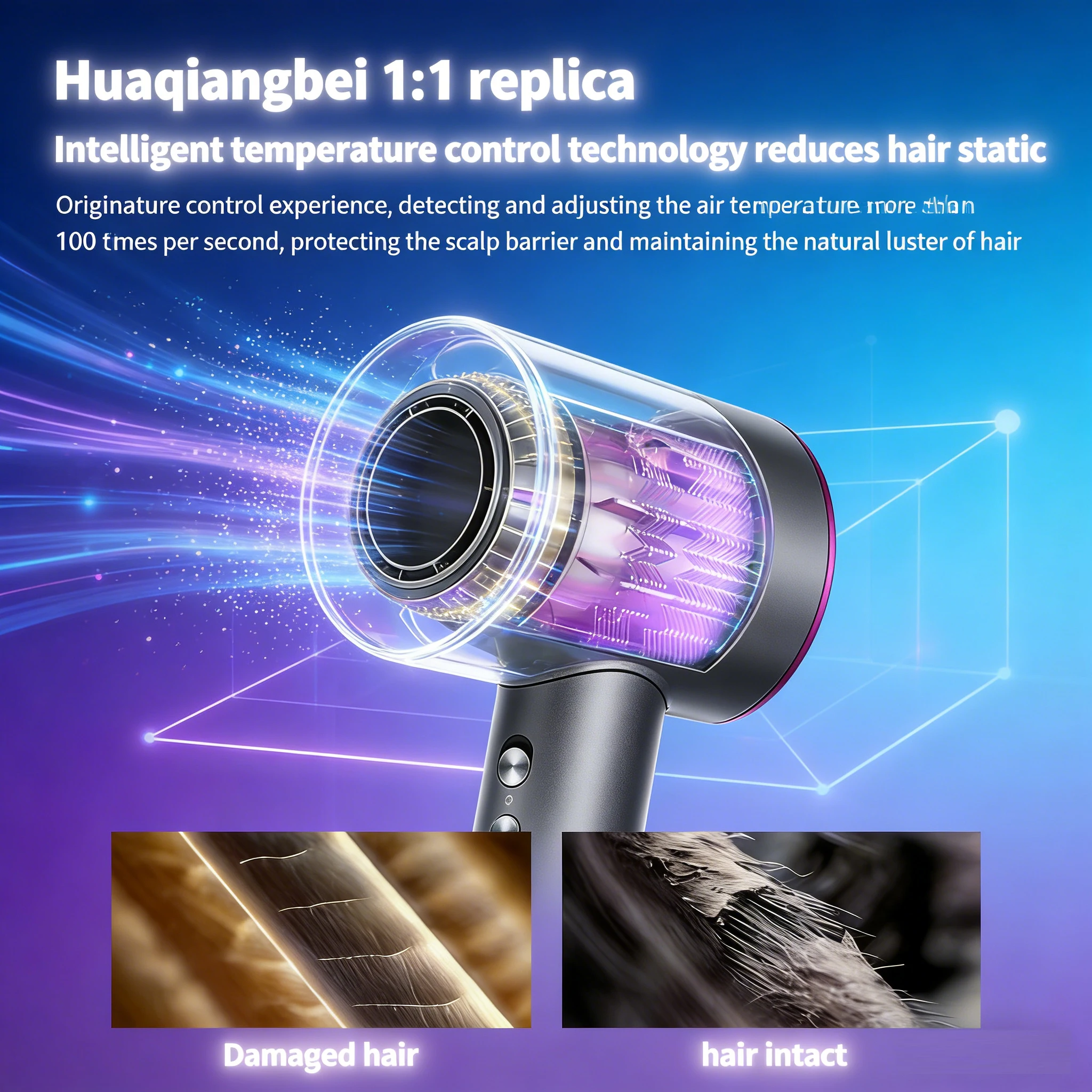 5 in 1 Professional Hair Dryer, with Hot and Cold Air Functionality - Lightweight and Thermostatic Styling Tool for Smooth Hair - Image 3