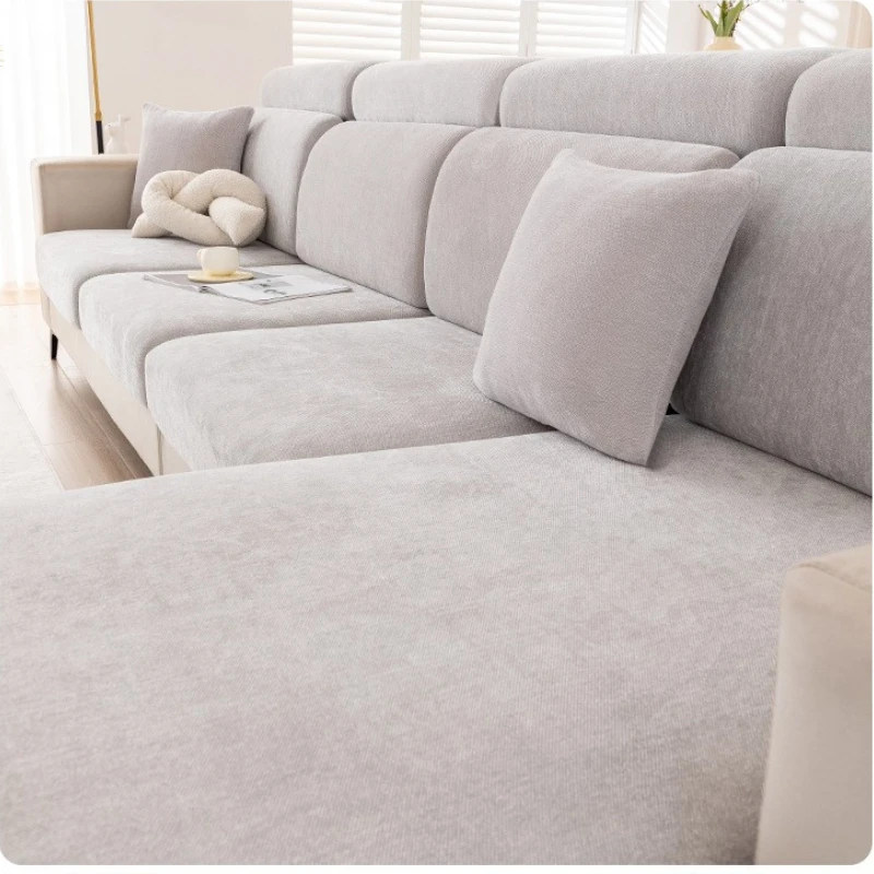 Universal Elastic Sofa Cover Full Backrest Headrest Slipcover Simple Style Chenille Seat Cushion Cover for Living Room Furniture - Image 4