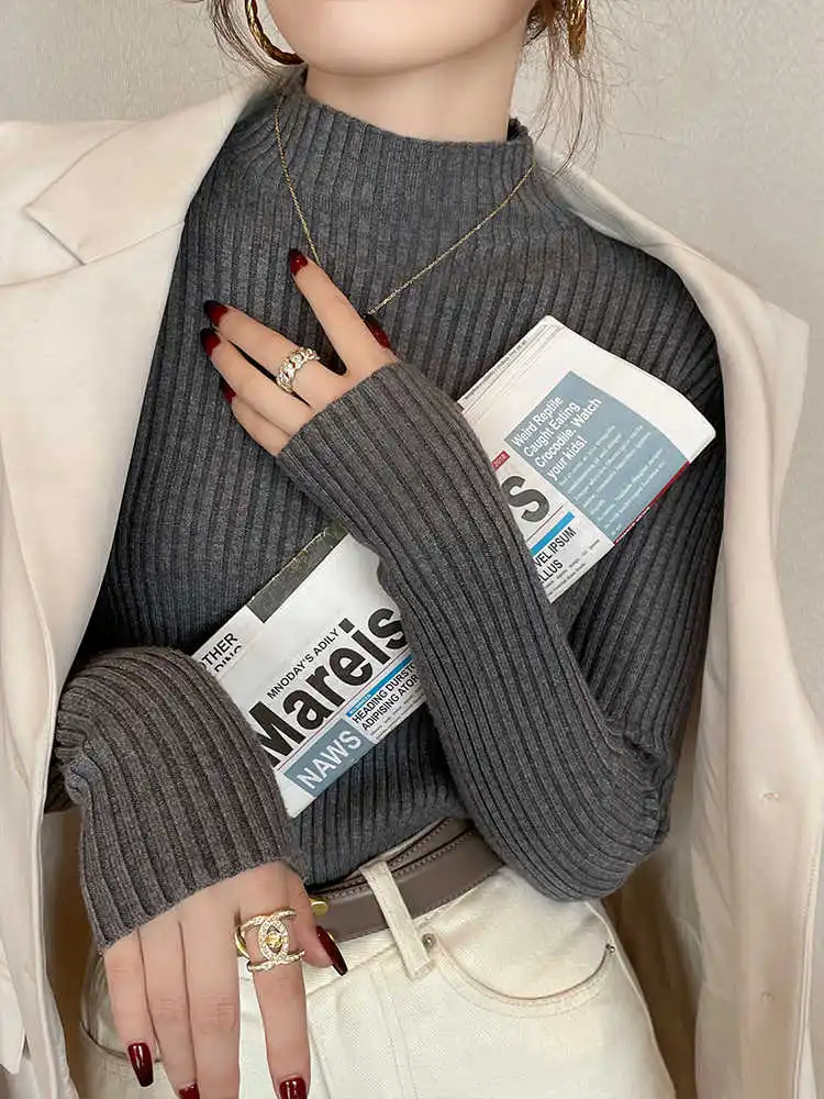 Autumn Winter Thick Solid Basic Knitting Sweater Turtleneck Pullover Women Long Sleeve Casual Slim Korean Fashion Simple Top - Image 5