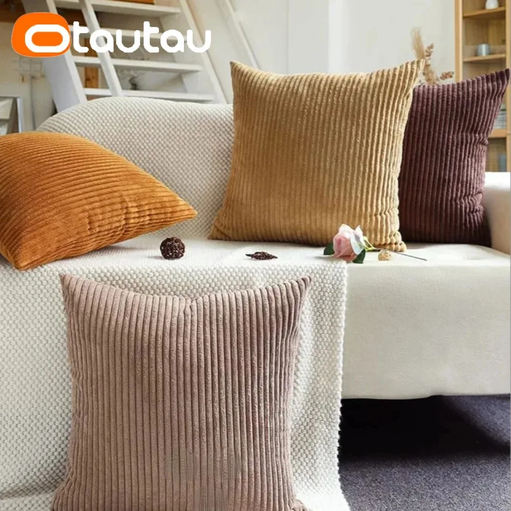 OTAUTAU Cotton Corduroy Cushion Cover Without Insert Throw Pillowcase 30x50/40x40/45x45/50x50/55x50/60x60cm KD024 - Image 3