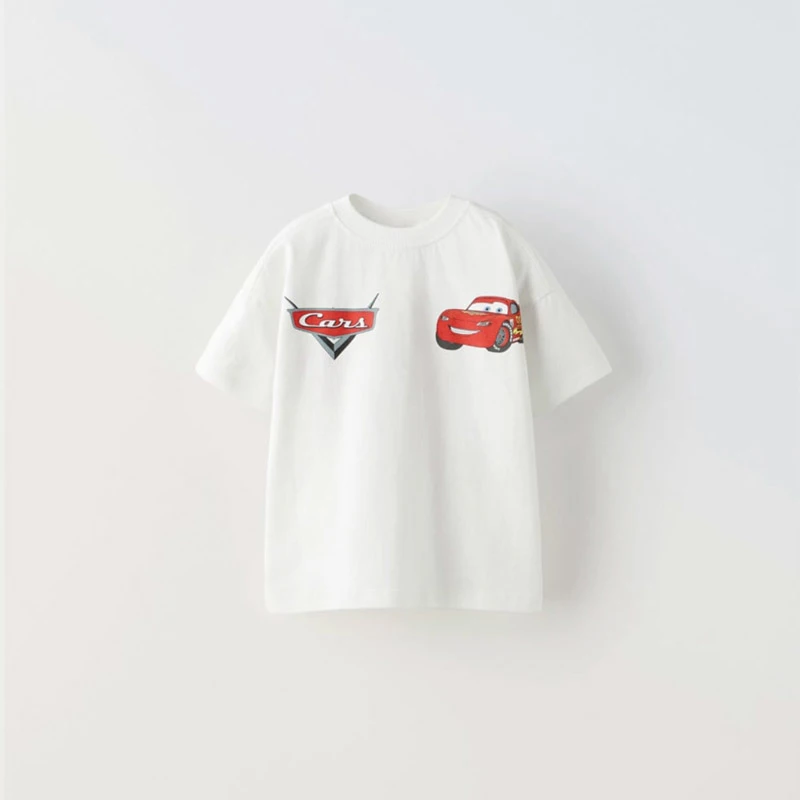 Cartoon Little Car TShirt For 1-7Age Boys Printing Round Neck Pullovers All-match Base Shirt Summer Child Short-sleeved Tops - Image 6