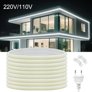 110V 220V COB LED Strip Outdoor Waterproof Decor 5/10/15/20M Neon Led Strip with EU UK US Plug Garden Lights For Kitchen Bedroom