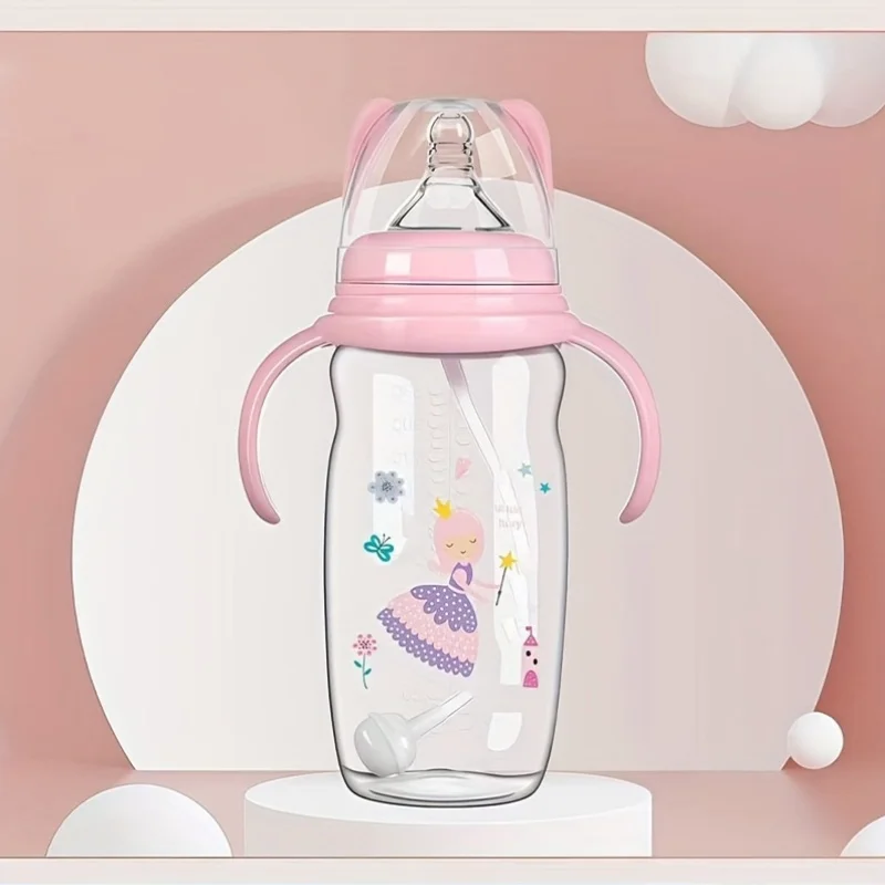 2pcs/1pc 330ML Baby Bottle with Handle, Formula Feeding Straw Bottle, Easy to Grip Design, Suitable for Baby'S Little Hands - Image 2