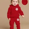 Autumn Winter Baby Girl's Fleece Hoodie And Pants Set Floral Print Casual Sporty Outfit for Newborns
