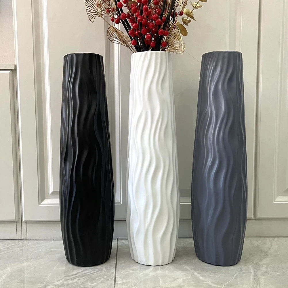Large Floor Vase Tall Decorative Vase Textured Shatterproof Floor Standing Vase Exquisite Line Design Vases Living Room Decor - Image 2