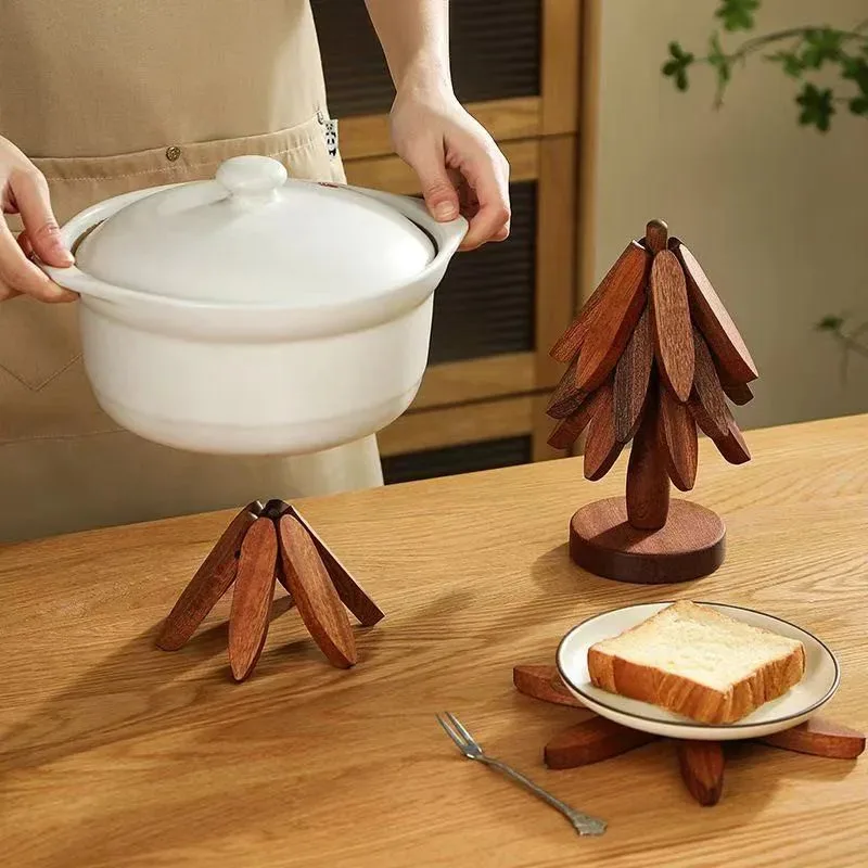 Tree Design Stand Wooden Trivets Decorative Anti Scald Heat Resistant Table Mat Coaster Wood Placemats Pot