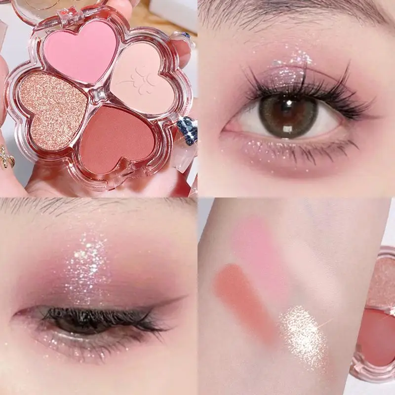 1/2PCS Makeup Palette Blush Dreamy Eye Makeup Clover Eyeshadow Palette Eye Shadow Eyeshadow Palette Trimming Fine Pearlescent - Image 2