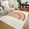 Kawaii Rainbow Pattern Carpet Kid Room Area Rug for Home Decor Non-slip Doormat Bedside Floor Washable School Entryway Rug