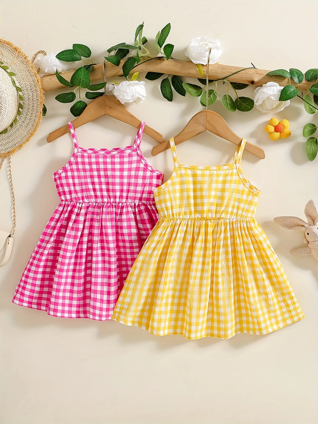 Baby Girl Gingham Cami Dress 2-Pack Set: Perfect for Outdoor Outings, Valentine's Day Gift, Baby Girl Birthday Gift - Image 2