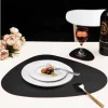 1/4/10Set Black Christmas Placemat and Coaster Rectangle Dining Table Mats Fashion Disc Pads Bowl Pad Coasters Gift Table Pad