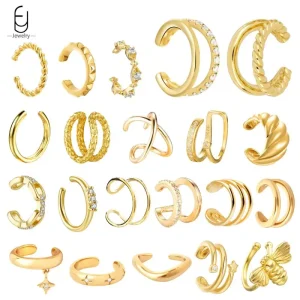 Minimalist Ear Cuff Plated 24K Gold 925 Silver Fashion Crystal Clip Earrings For Women No Piercing Fake Earrings Fine Jewelry