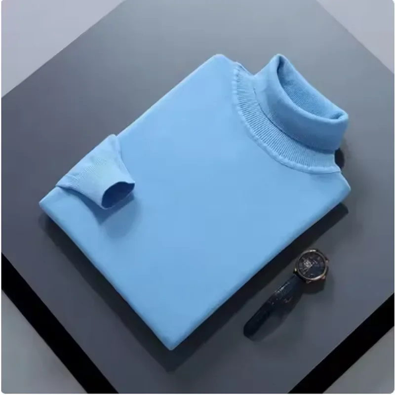 Fall/Winter 100% Wool Bottoming Shirt Men's Thickened Turtleneck Sweater Business Cashmere Knitting - Image 6