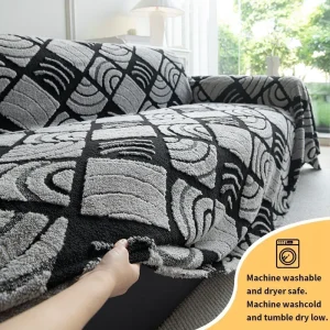 1PC-Two tone checkered sofa towel with high-end feel, a full set of anti slip sofa cushion fabric suitable for all seasons