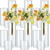 Glass Cylinder Vases 4 6 8 Inch Tall Clear Flower Vase Hurricane Floating Candle Holder for Table Centerpiece Wedding Home Decor