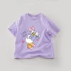 Disney Cartoon Daisy Duck T-shirt Summer Clothing Baby Girl And Boy Casual Tees Tops Short Sleeve Children's Clothes T Shirts