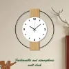 Double round wood grain wall clock retro decorative clock mute wall clock living room bedroom kitchen office home clock.