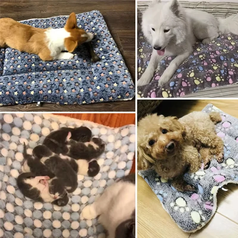 Flannel Pet Sleeping Mat Dog Bed Cat Litter Puppy Bed Dog Sofa Lovely Mattress Cushion for Small Large Dog Blanket Pet Supplies - Image 4