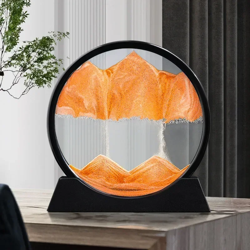 3D Sandscape Moving Sand Art Picture Round Glass Deep Sea Hourglass Quicksand Craft Flowing Sand Painting Office Home Decor Gift - Image 3
