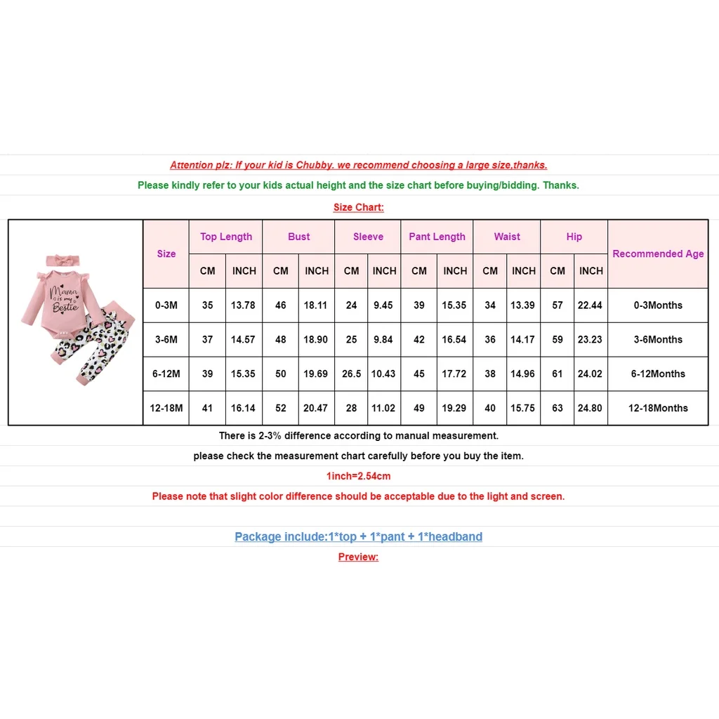 3PCS Newborn Baby Girl Daily Clothes Set Mama Print Long Sleeve Romper Top+Love Heart Print Pant+Headband Lovely Autumn Outfit - Image 6