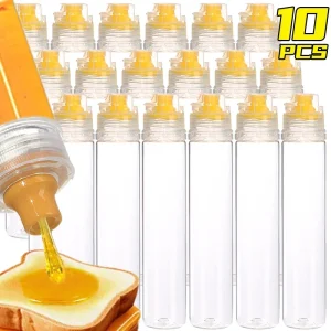1/10PCS 90ml Clear Honey Squeeze Bottles Portable Salad Ketchup Dispensers Kitchen Picnic Fillable Seasoning Storage Containers