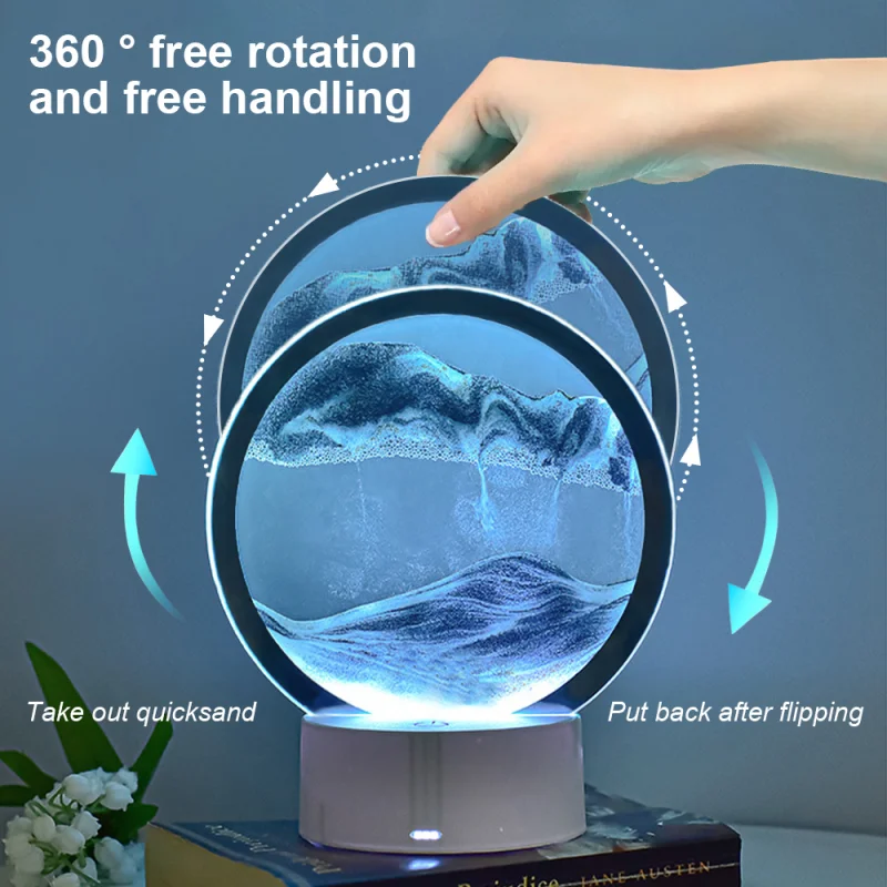 LED RGB Sandscape Lamp 3D Moving Sand Art Frame Night Light with 16 Colors Hourglass Light 3D Deep Sea Display with Remote - Image 4