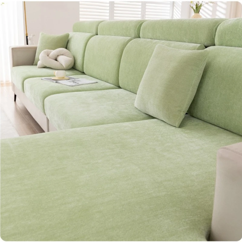 Universal Elastic Sofa Cover Full Backrest Headrest Slipcover Simple Style Chenille Seat Cushion Cover for Living Room Furniture - Image 5
