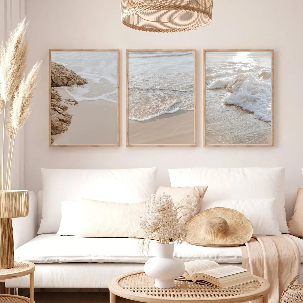 3pcs Set Beach Coastal Reef Canvas Wall Art, Bohemian Waves & Spray Posters, Modern Art Deco Style, Frameless Portrait Orientati - Image 5