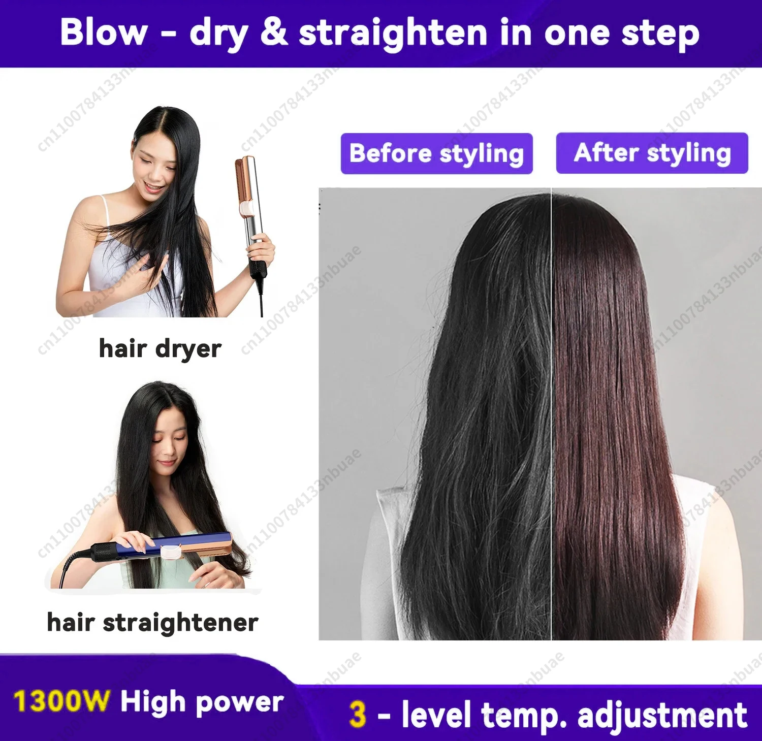 2 IN 1 Professional Hair Straightener & Hair Dryer Heat-Up Hair Flat Iron Negative Ion Iron Long-Lasting Styling Tool - Image 3