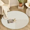 Minimalist Striped Round Carpet Modern Home Decor Rug Nordic Style Daily Living Room Anti-slip Mat Multiple Sizes for Bedroom