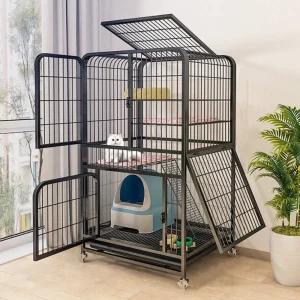 Iron Mesh Cat Cage Double-layer Luxury Large Space Dog House Metal with Door Double-layer Luxury Pet Cage Large Stable Dog Cage