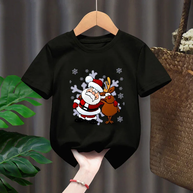 Christmas New Boys and Girls Baby Cartoon Cute Santa Claus Elk Print Short Sleeve T-shirt Huggy Wuggy Pride Tshirt Tops Tee - Image 5