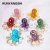 1PC Natural Crystal Gravel Octopus Statue Dropper resin Reiki Stone Garden Statue Ornaments Office Tabletop Bar Decorative Fun
