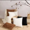1PC Imitation Rabbit Plush Throw Pillow Case,Living Room Sofa Office Solid Color Waist Pillowcase Bedroom BedsideBack pillowcase
