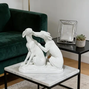 Roman Sculpture Featuring Two Intimate and Interactive Puppies, Statue of A Tauri Hound, and Adorable Ornament for Dog Lovers