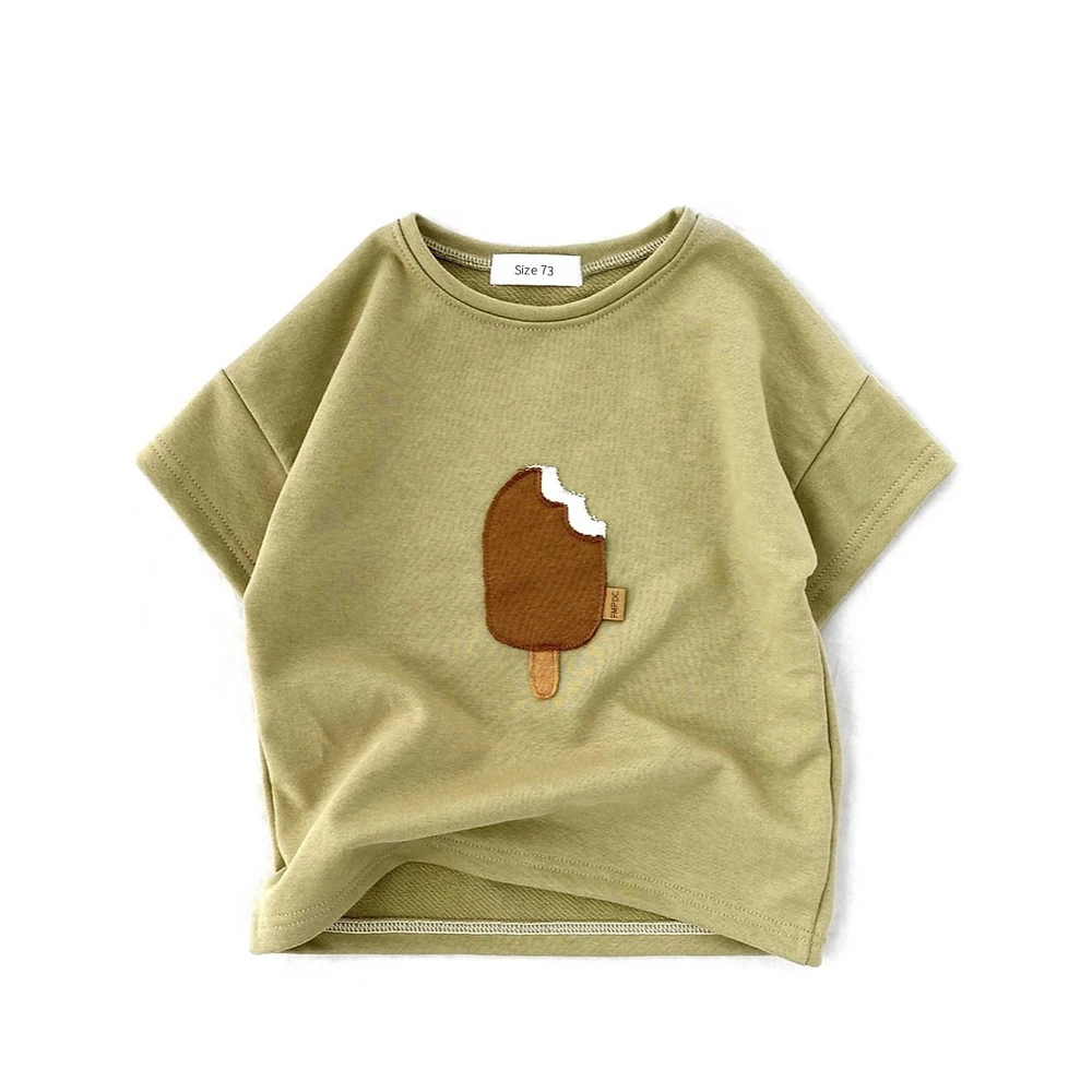 Baby Boys Ice Cream Cotton Short Sleeve Casual Style Shirt Soft Girls Tees O-neck Pullover Toddler Top