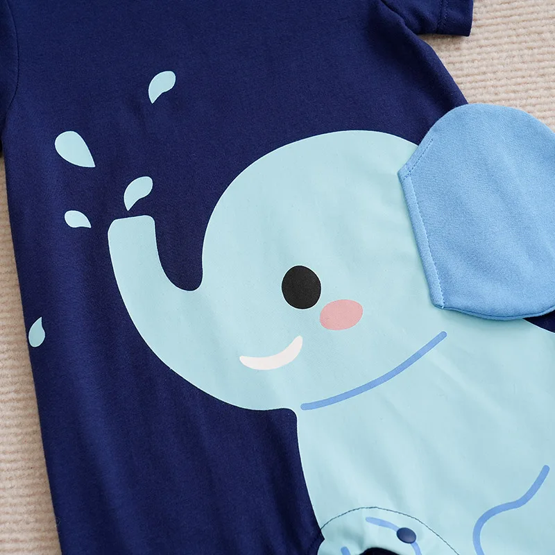 Baby Boys girls Romper Newborn 0-18 months blue Lovely Elephant Short Sleeves Bodysuit Fashion Infant Summer Casual Jumpsuit - Image 4
