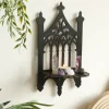 Black Gothic Wooden Shelf Hollow Vintage Fence shape Wall Hanging Decor Floating Shelves Crystal Holder Room Decor Wall Decor