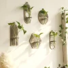 Wood Wall Vase for Green Plant Wall Mount Flower Vase Tube Boho Home Decoration Pastoral Style Plant Holder Living Room Ornament