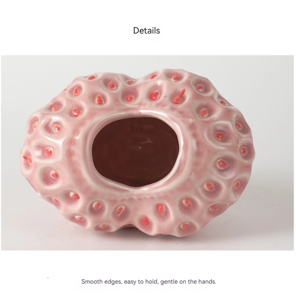 Strawberry Vase Ceramic Decorative Pink Flower Vase Strawberry Shaped Planter Pot for Office Homestay Party - Image 5
