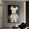 Cartoon Cute Bear Graffiti Canvas Painting Cartoon Character Pop Art Poster Street Wall Art Picture Kawaii Room Decoration