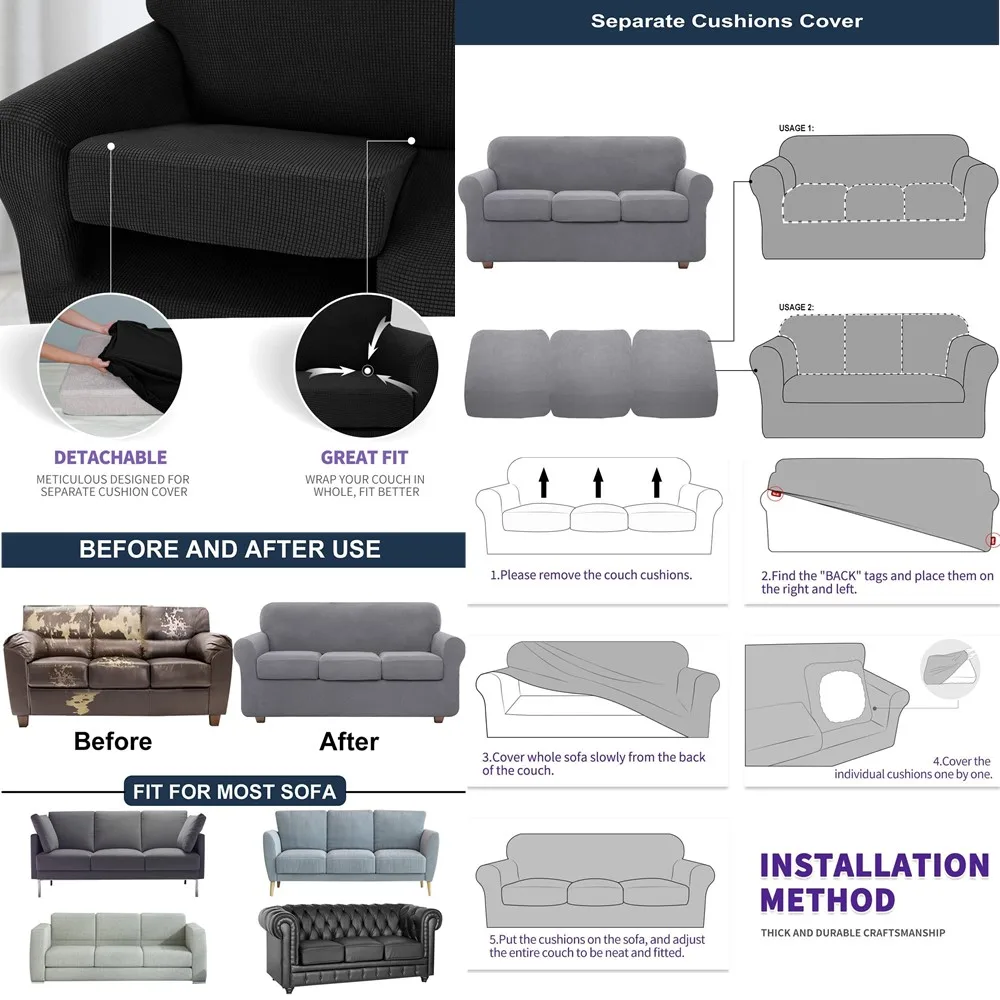 Stretch Jacquard Sofa Slipcovers Elastic Spandex Sofa Cover Couch Covers for Living Room Seat Cushion Couch Furniture Protector - Image 4