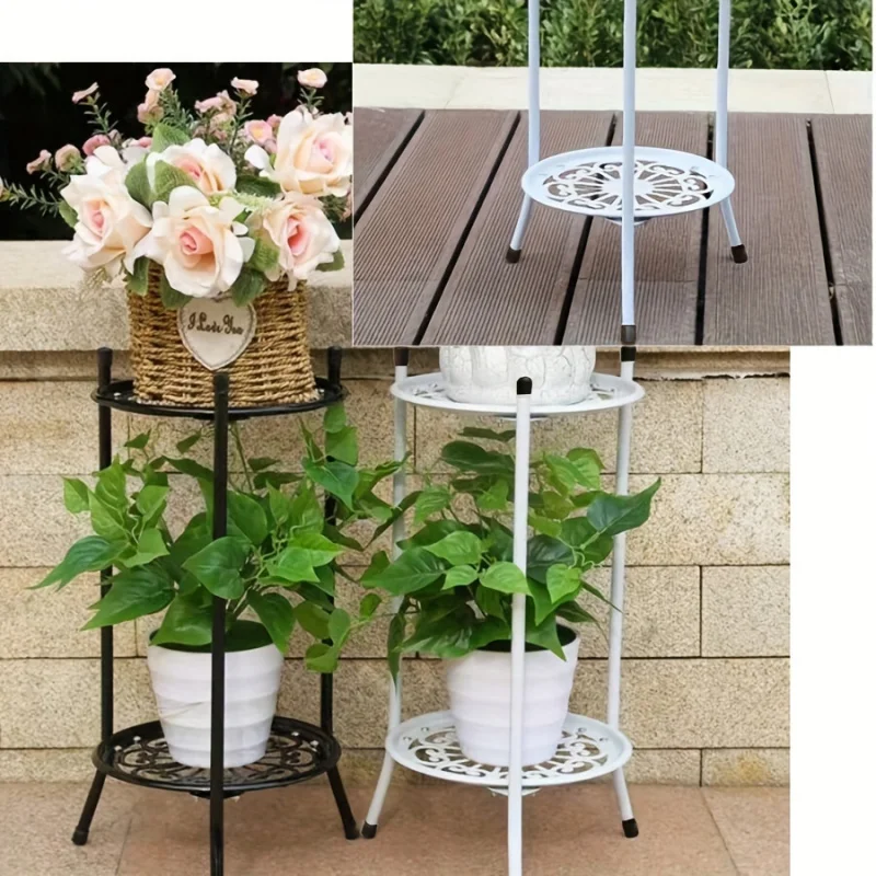 Metal Multi-layer Flower Stand for Succulent Green Radish, Indoor and Outdoor Living Room Balcony Flower Pot Holder, Floor-stand - Image 4