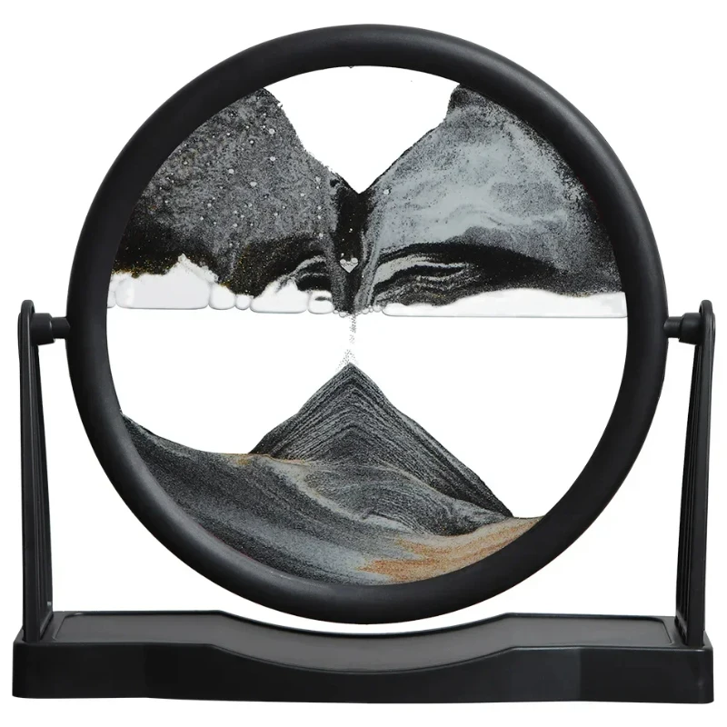 Rotatable Sandscape Moving Sand Art Picture Round Glass Quicksand Liquid Hourglass Office Home Decor Flowing Sand Painting Gifts - Image 2
