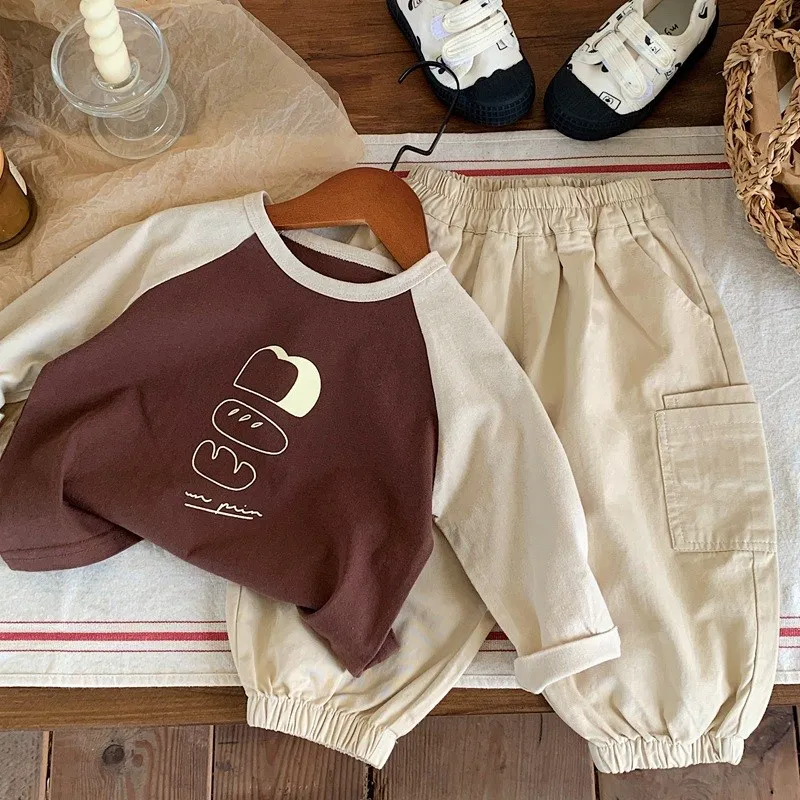 1-7Y Children's Velvet Base Shirt 2025 Spring Long Sleeved Casual Tee Baby Girls Boys Patched Color Round Neck Outerwear Tops - Image 4