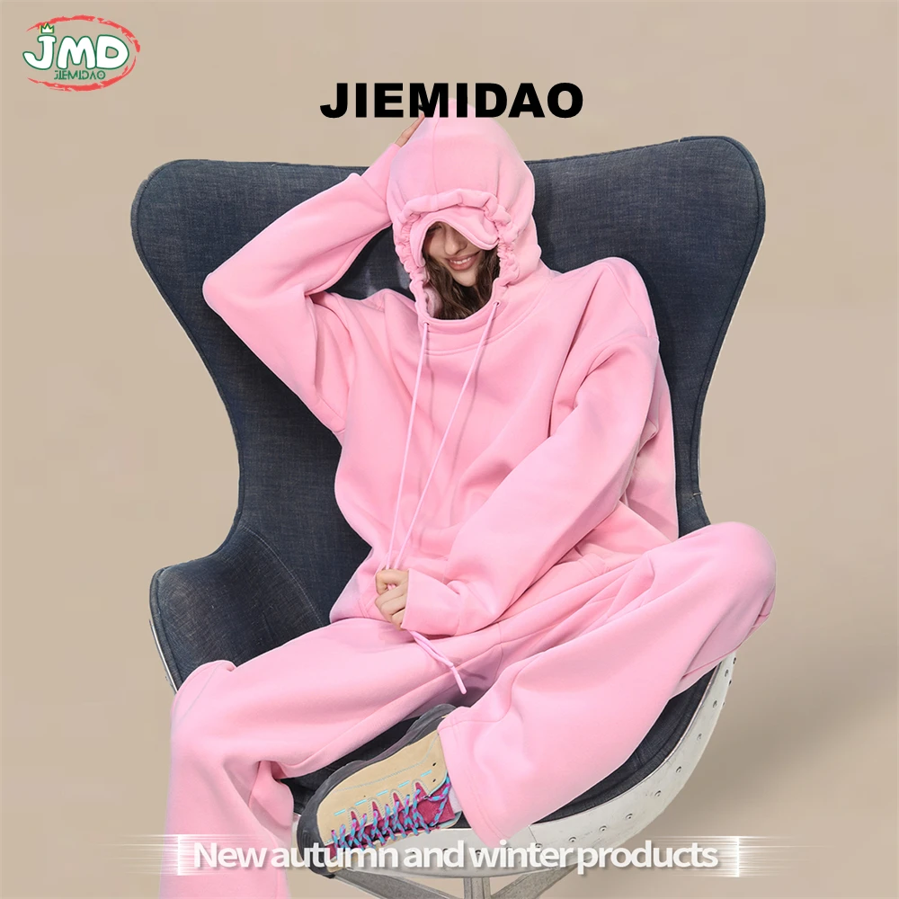 JMD Fashion Winter 350gsm Solid Fleece Hoodies For Men Unisex Warm Eye Mask Design Hooded Sweatshirts Pullovers Coats QH0003 - Image 4