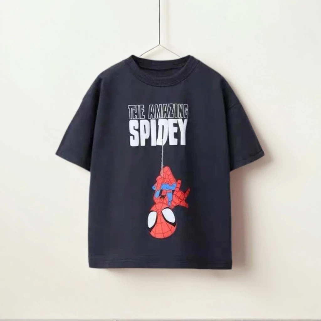 Summer Baby Kids Cotton T-shirt Cartoon Cars And Spidey Double Side Print Tees Short Sleeved Baby Fashion Loose Sport Shirts Top - Image 5