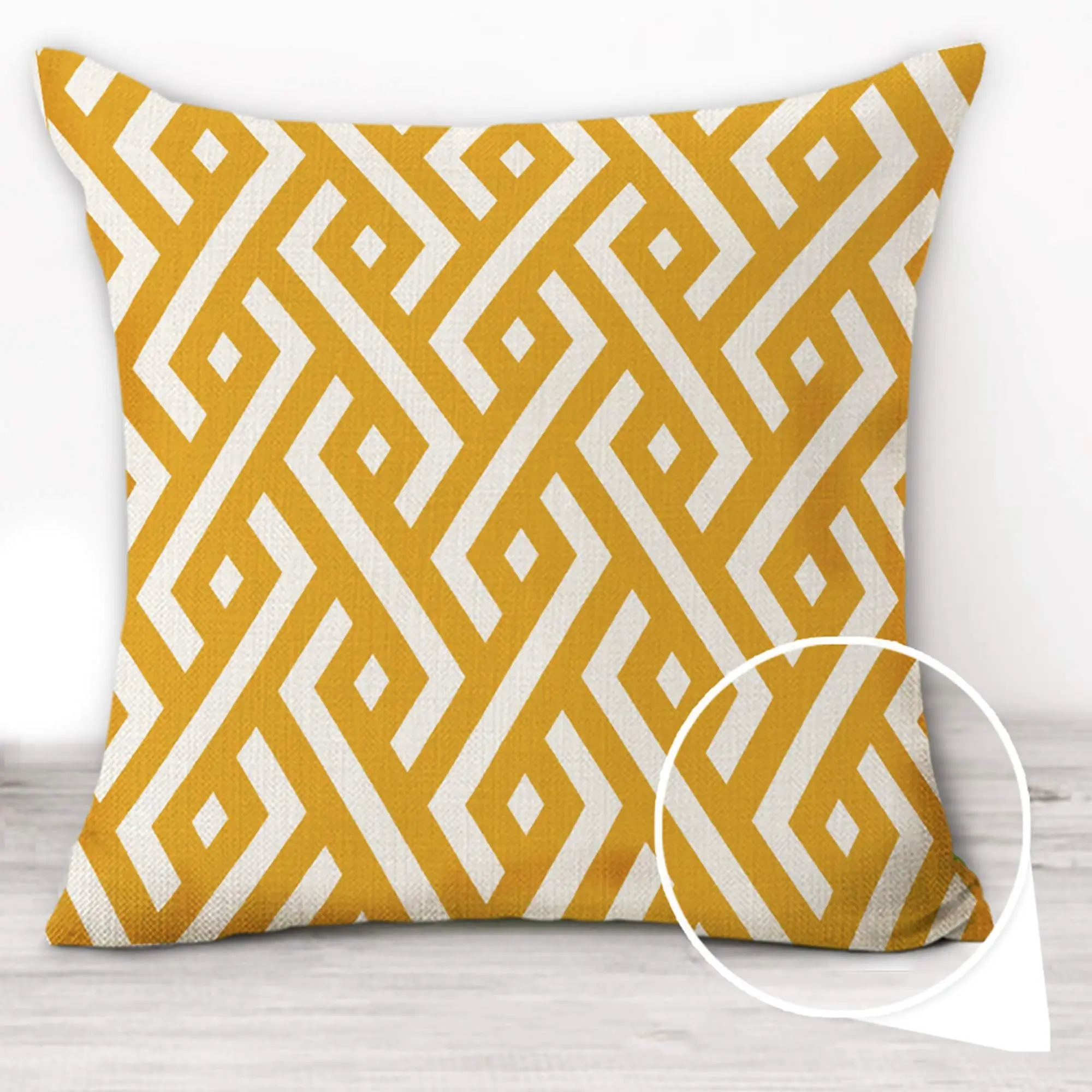 Yellow geometric petal linen pillowcase sofa cushion cover home decoration can be customized for you 40x40 45x45 50x50 60x60 - Image 3