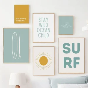 Boho Surf Beach Minimalist Wall Art Canvas Painting Posters And Prints Nursery Wall Pictures For Surfer Boy Room Bedroom Decor