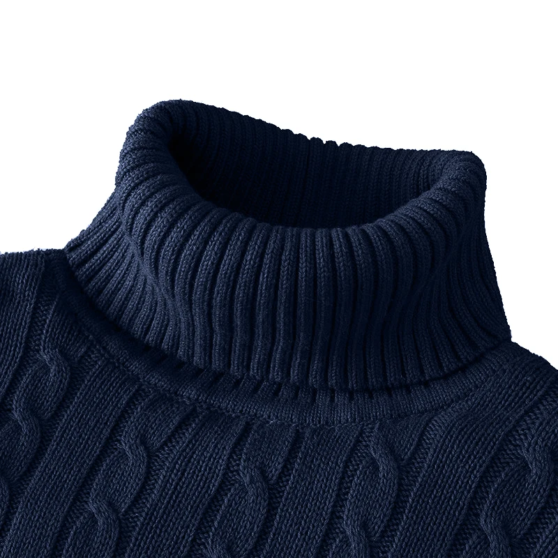 New Turtleneck Sweater Casual Men's Rollneck Knitted Sweater Keep Warm Men Jumper Woolen Sweater - Image 4
