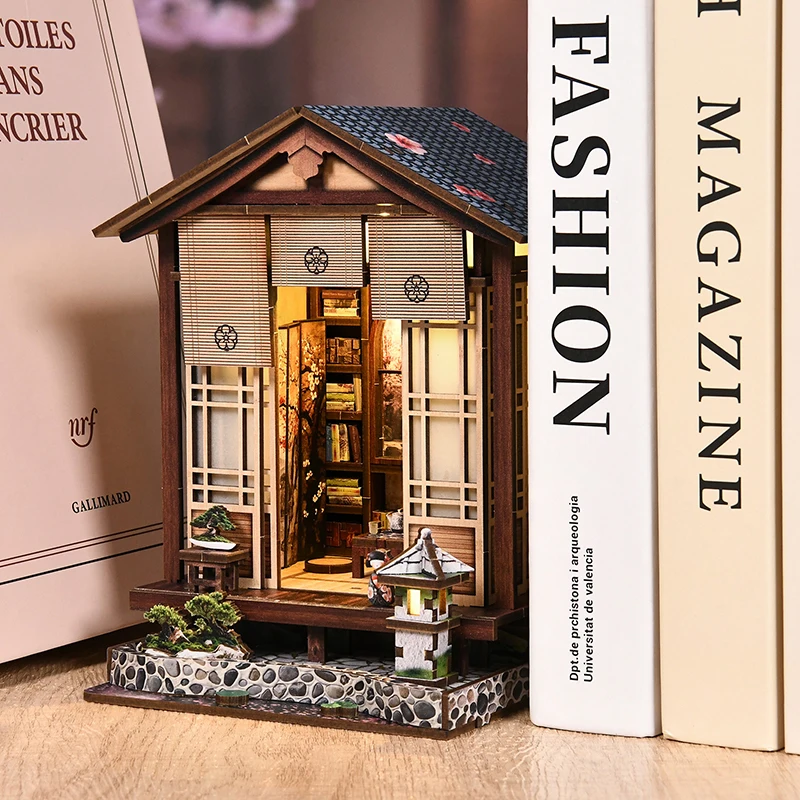 New Moss Lamp & Garden DIY Wooden Bookend 3D Puzzle - Hand Assembly Miniature House Model, Home Decor, Christmas Black Friday